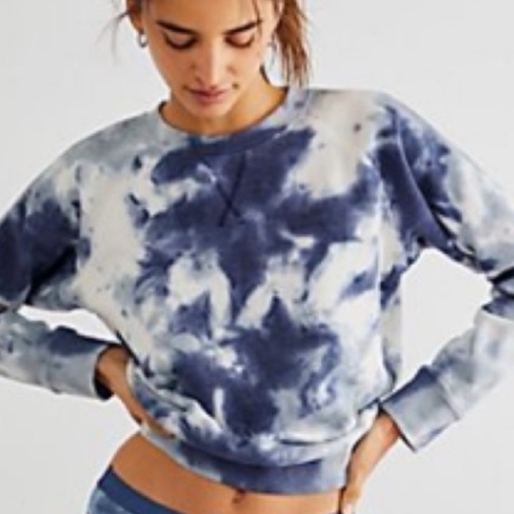 RICHER POORER MISTY BLUE RECYCLED FLEECE SWEATSHIRT BY FREE PEOPLE INTIMATELY S